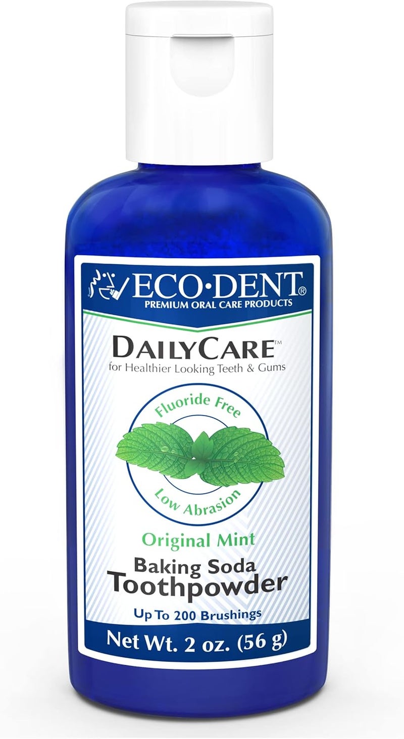 Eco-Dent DailyCare Baking Soda Toothpowder, Original Mint - Fluoride-Free Toothpaste Alternative with Essential Oils - Image 1